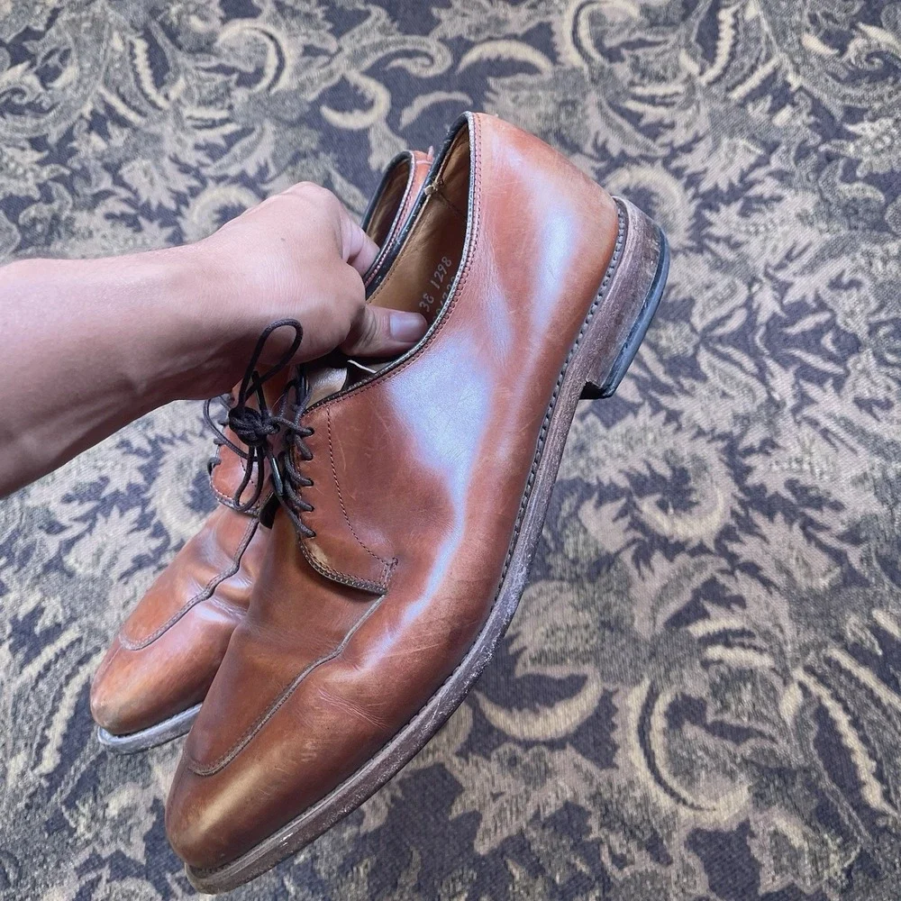 Allen Edmonds Delray Brown Leather Split Toe Oxfords Lace Up Men's Shoes 9.5
